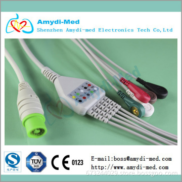 Fukuda Denshi one-piece ECG cable,3 leads,Snap,AHA